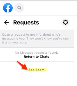 facebook spam messages link under requests