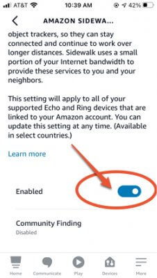 how to opt out of disable amazon sidewalk enabled in alexa app