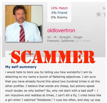 online dating scam letters